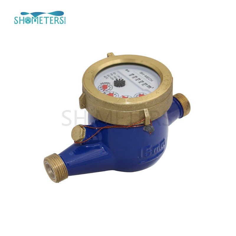 multi-jet dry type cold water meter brass body water meter for household